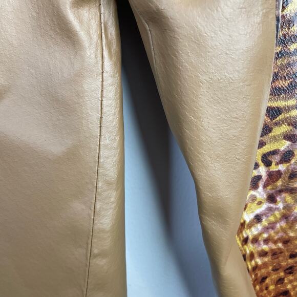 Sharif 1927 Tan Leather Mixed Animal Print Leather Mob Wife Moto Jacket womens S - Picture 8 of 14